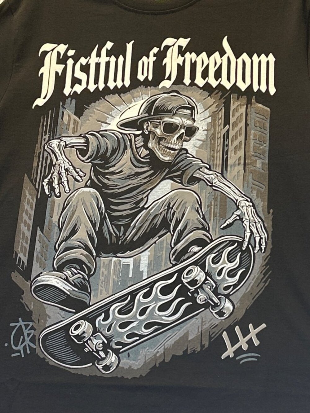 Lifespeed Mens Size L Graphic Skateboard T-Shirt Fistful Of Freedom Black